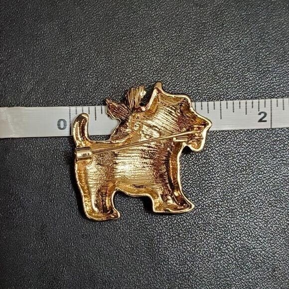 **Final Sale** Gold tone holiday puppy dog brooch - Picture 5 of 7